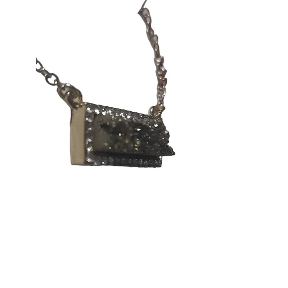 Genuine Stone Druzy Necklace 14k Gold Plated - Picture 3 of 4